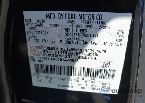 2011 Ford Escape Hybrid Limited from USA, damaged, VIN 1FMCU4K35BKA59855